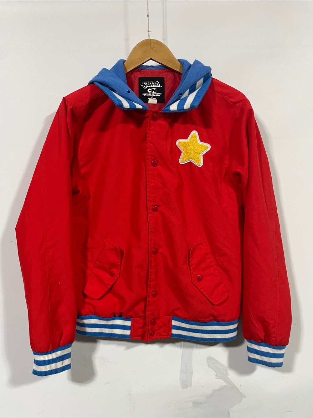 Cartoon Network Red Jacket with Blue Hood and Yellow Star Patch Steven Universe